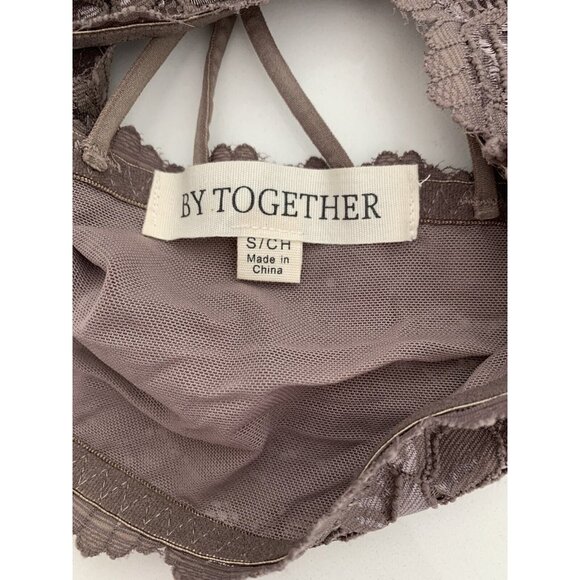 By Together Strappy Lace Bralette Size Small Taupe w/ Removable Pads - Picture 7 of 9